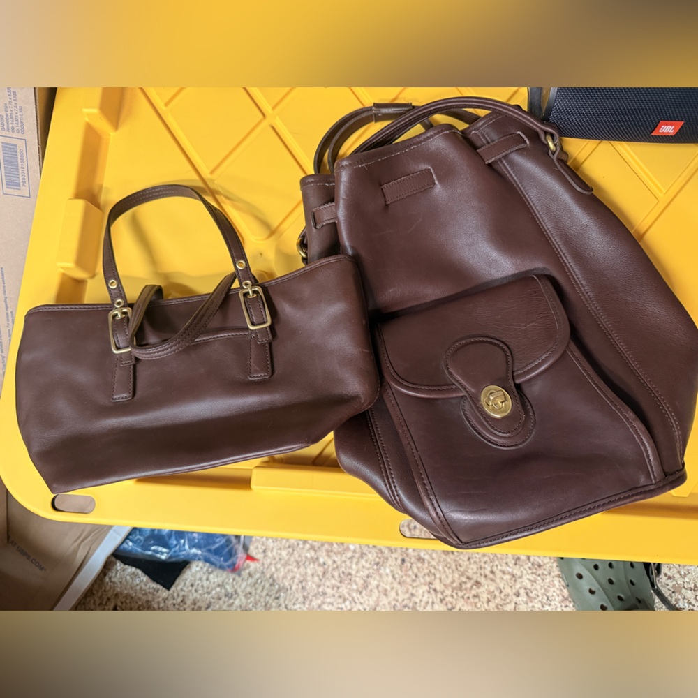 Lot of Two Vintage Mahogany Bags - 9992 backpack and Legacy 9846 mini tote